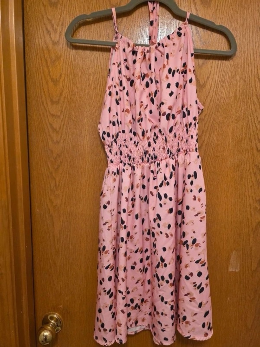 Pink Printed Maxi Dress with Smocked Waist and Spaghetti Straps